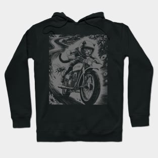 Cat on a Motorcycle Funny CAT cicadas 2024 Design Funny Hoodie